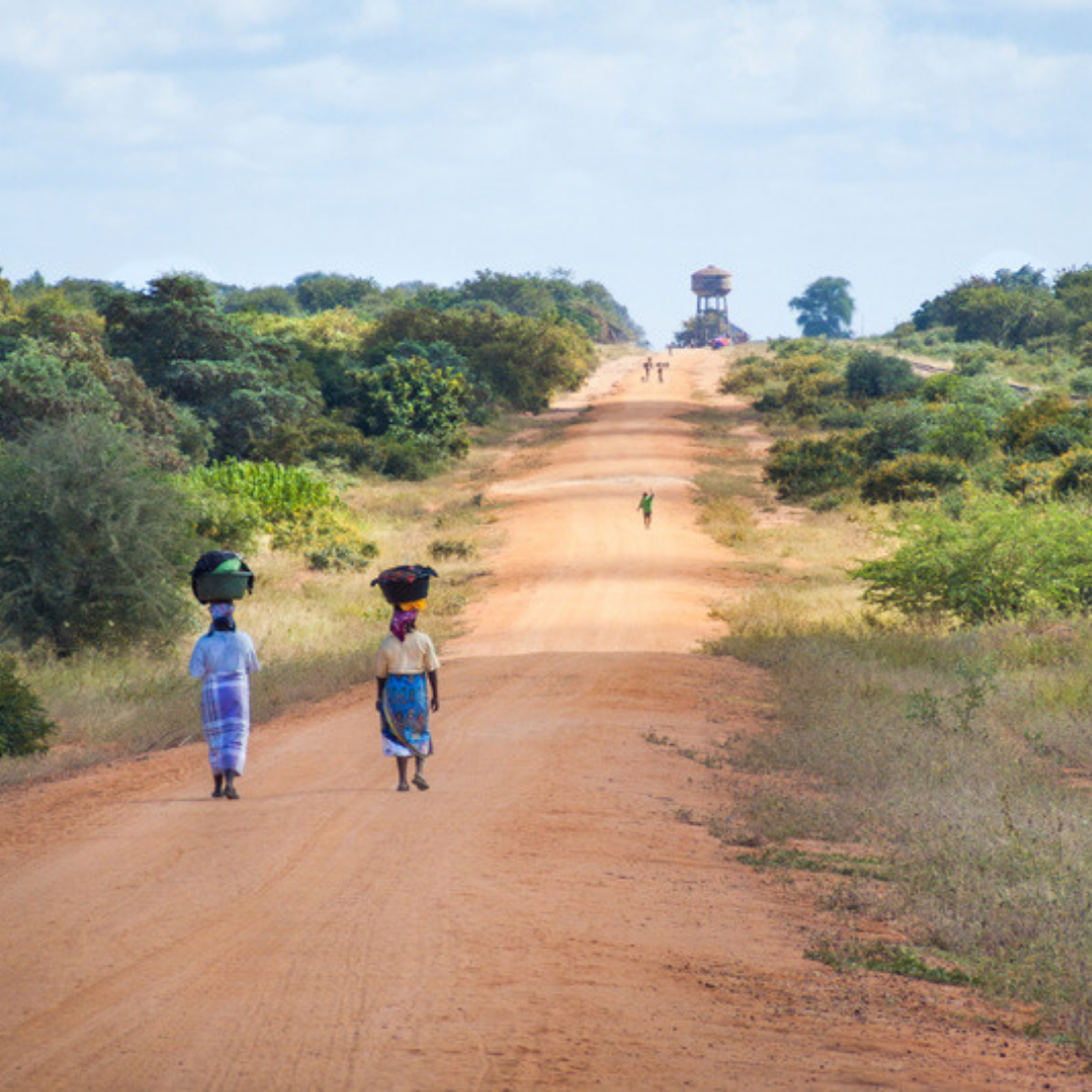 mozambique women walking down road